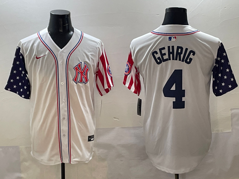 Men's New York Yankees Lou Gehrig #4 White Team Jersey